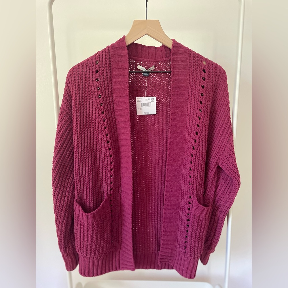 American Eagle Berry Pink Oversized Sweater Cardigan